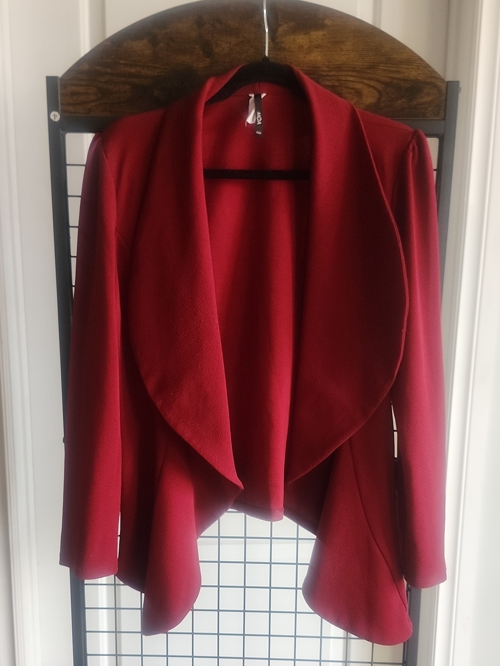 Women’s Draped Open Front Jacket - Wine